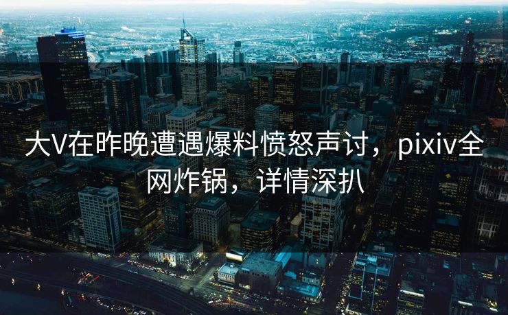 大V在昨晚遭遇爆料愤怒声讨，pixiv全网炸锅，详情深扒