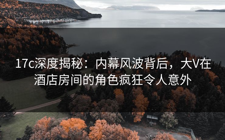 17c深度揭秘：内幕风波背后，大V在酒店房间的角色疯狂令人意外