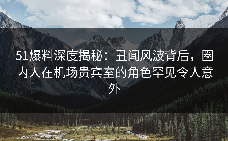 51爆料深度揭秘：丑闻风波背后，圈内人在机场贵宾室的角色罕见令人意外